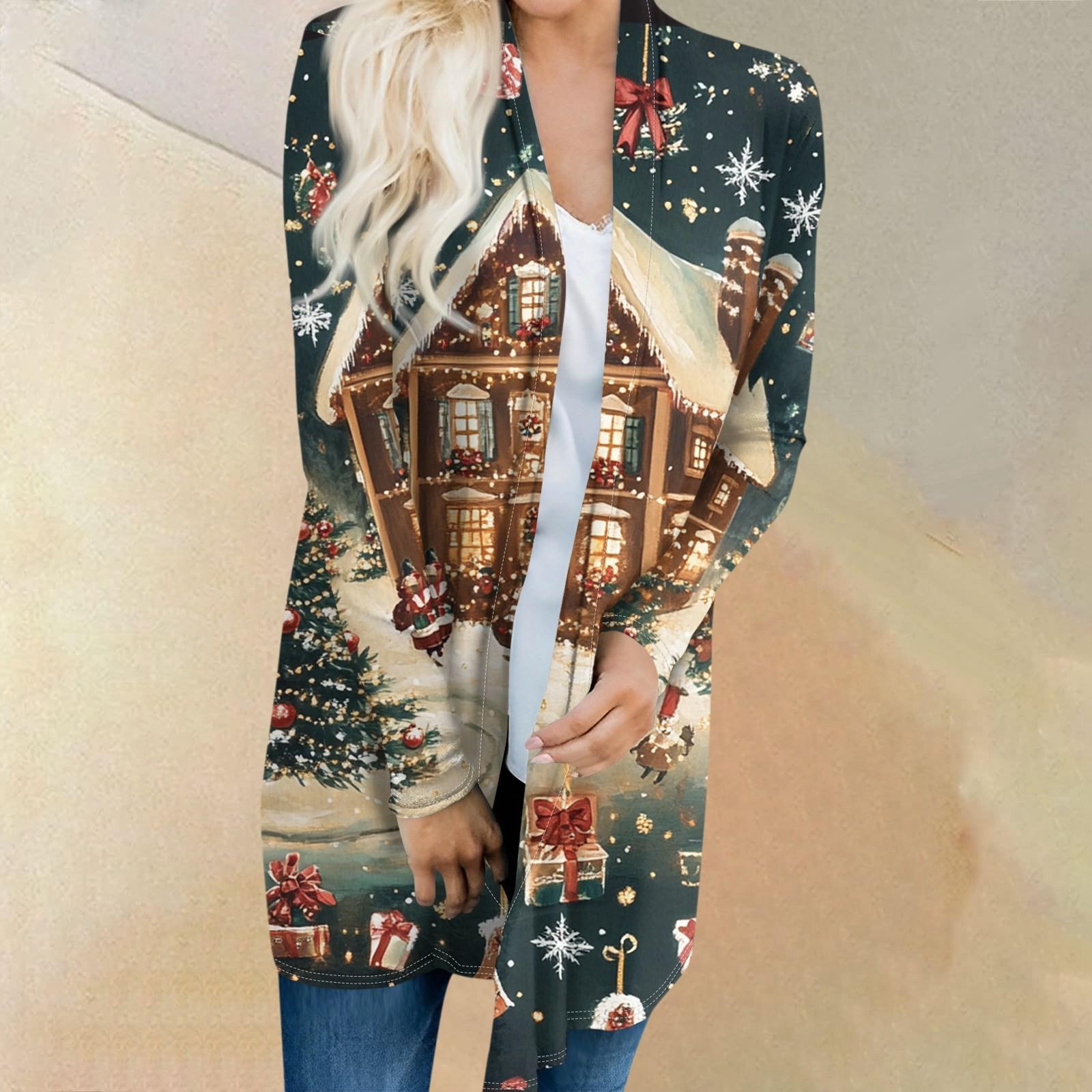 Женская мода повседневная куртка-кардиган средней длины с принтом рождественской елки XL
Женская мода повседневная куртка-кардиган средней длины с принтом рождественской елки XL