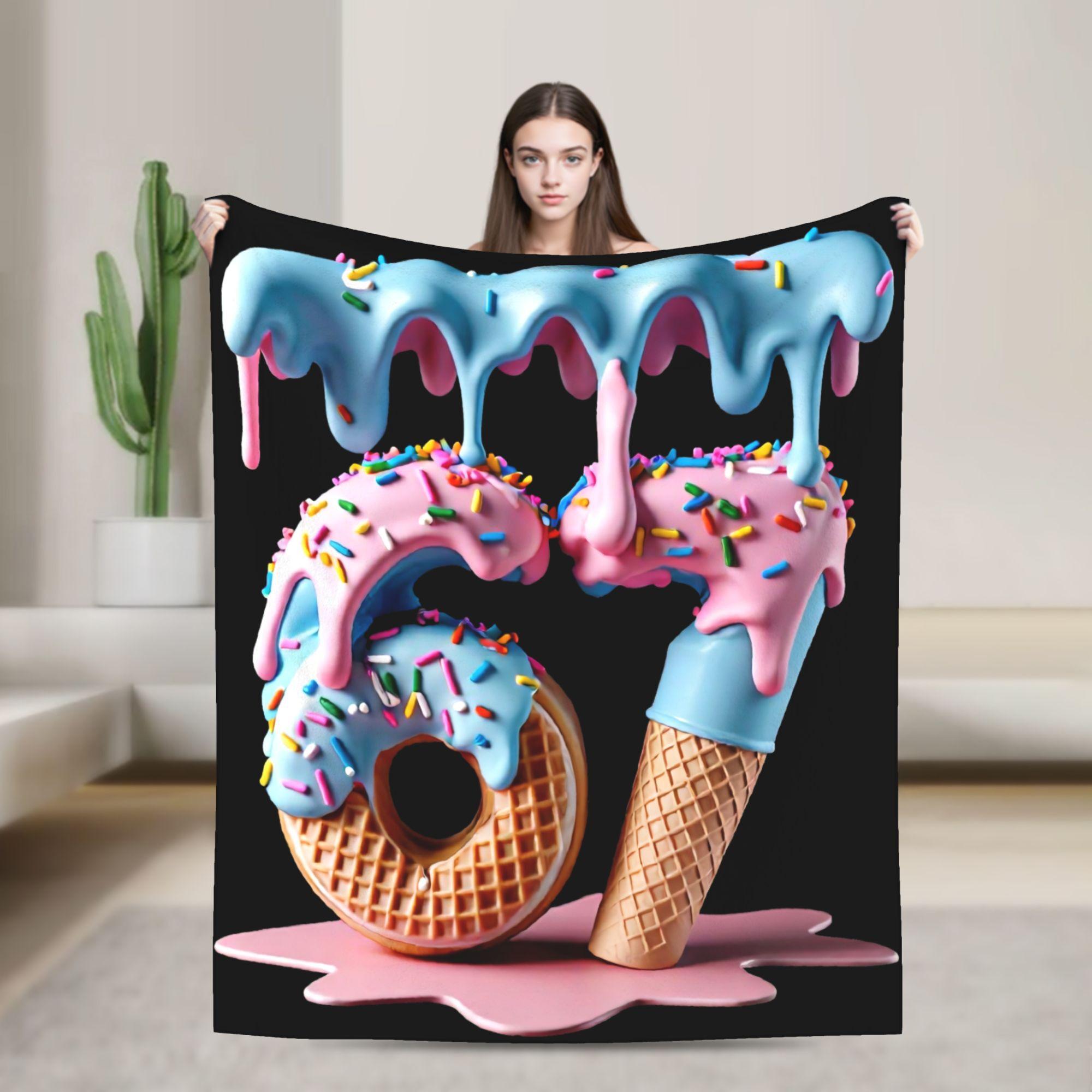 Soft flannel allseason comfort blanket printed with melted ice cream and doughnut patterns suitable as a gift for students 75x100cm
Soft flannel allseason comfort blanket printed with melted ice cream and doughnut patterns suitable as a gift for students 75x100cm