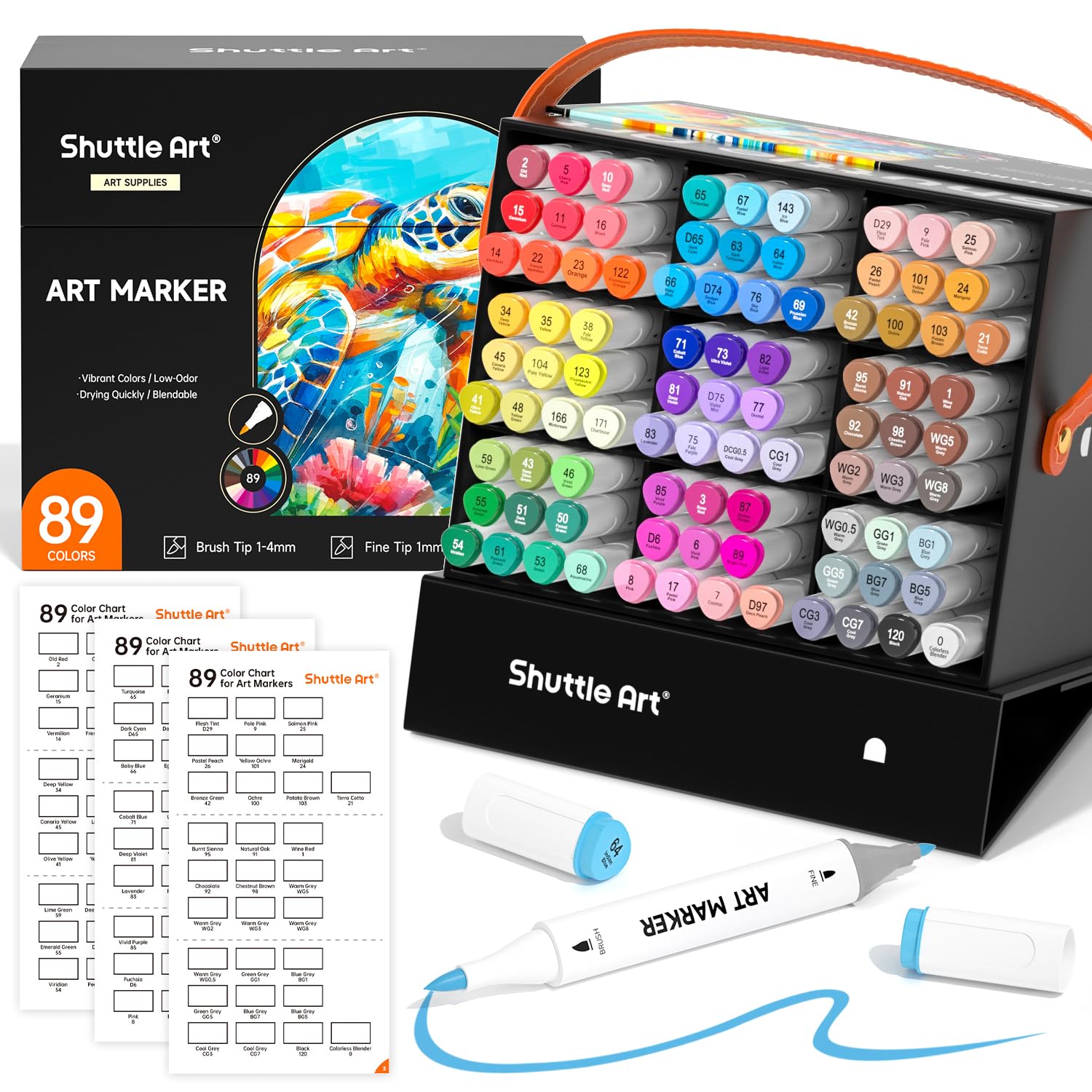 Shuttle Art Illustration Marker Alcohol Twin Tip Blender Carrying and Color Chart Perfect for Coloring and Art A great gift for adults and 88-Color
Shuttle Art Illustration Marker Alcohol Twin Tip Blender Carrying and Color Chart Perfect for Coloring and Art A great gift for adults and 88-Color
