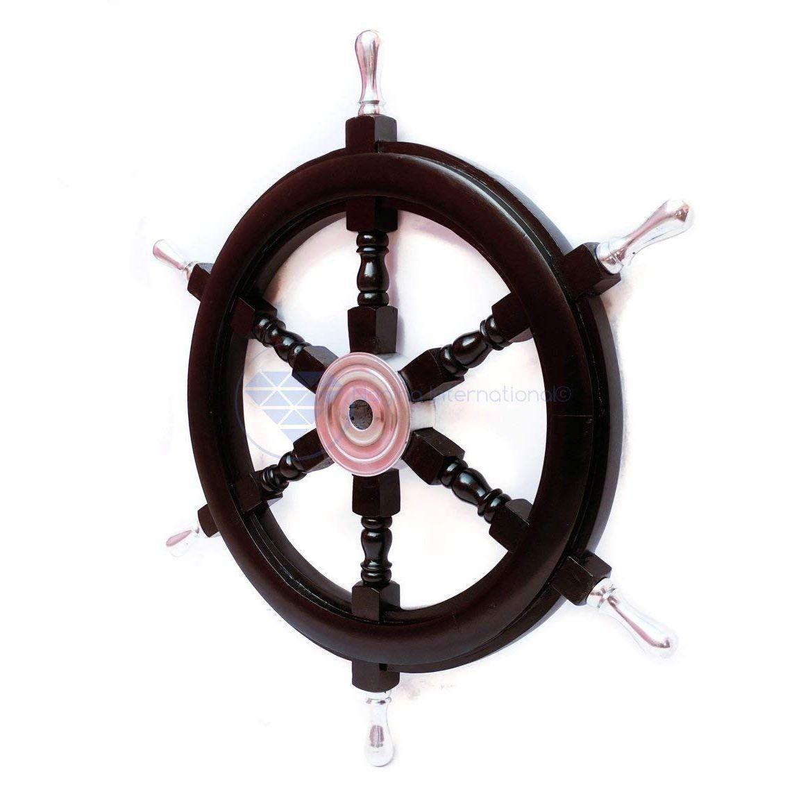 24 Handcrafted Nautical Premium Black Ship s Wheel With Polished Aluminium Hub & Handle | Exclusive Pirate s Maritime Wall Decor
24 Handcrafted Nautical Premium Black Ship s Wheel With Polished Aluminium Hub & Handle | Exclusive Pirate s Maritime Wall Decor