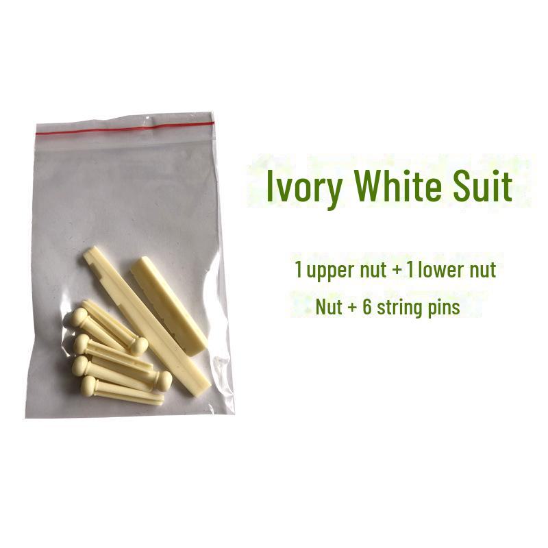 Гитарный верхний порожек, подставка и струны из пластика цвета слоновой кости
Гитарный верхний порожек, подставка и струны из пластика цвета слоновой кости