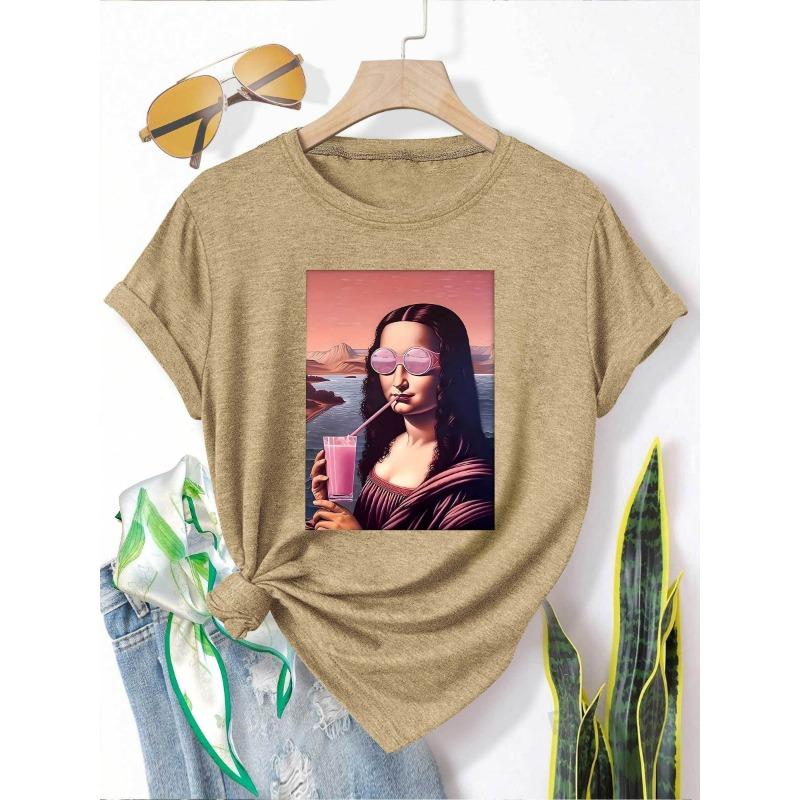 Mona Lisa Print Fashion Retro Style Women s Summer Casual Sports Style Top Round Neck Short-sleeved T-shirt on Vacation Deep Space Gray S-XXL XL
Mona Lisa Print Fashion Retro Style Women s Summer Casual Sports Style Top Round Neck Short-sleeved T-shirt on Vacation Deep Space Gray S-XXL XL