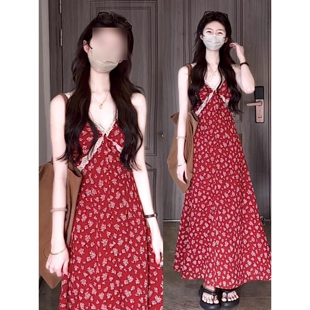Women s Red Floral Spaghetti Strap Dress - Spring Charm for Petite Seaside Vacations M (for 90-100 jin)
Women s Red Floral Spaghetti Strap Dress - Spring Charm for Petite Seaside Vacations M (for 90-100 jin)