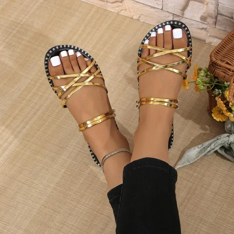 2024 Summer Fashion Open Toe Solid Color Women s Beach Slippers Large Size Two-Wear Flat Bottom Glossy Roman Women s Sandals 36 золотой
2024 Summer Fashion Open Toe Solid Color Women s Beach Slippers Large Size Two-Wear Flat Bottom Glossy Roman Women s Sandals 36 золотой