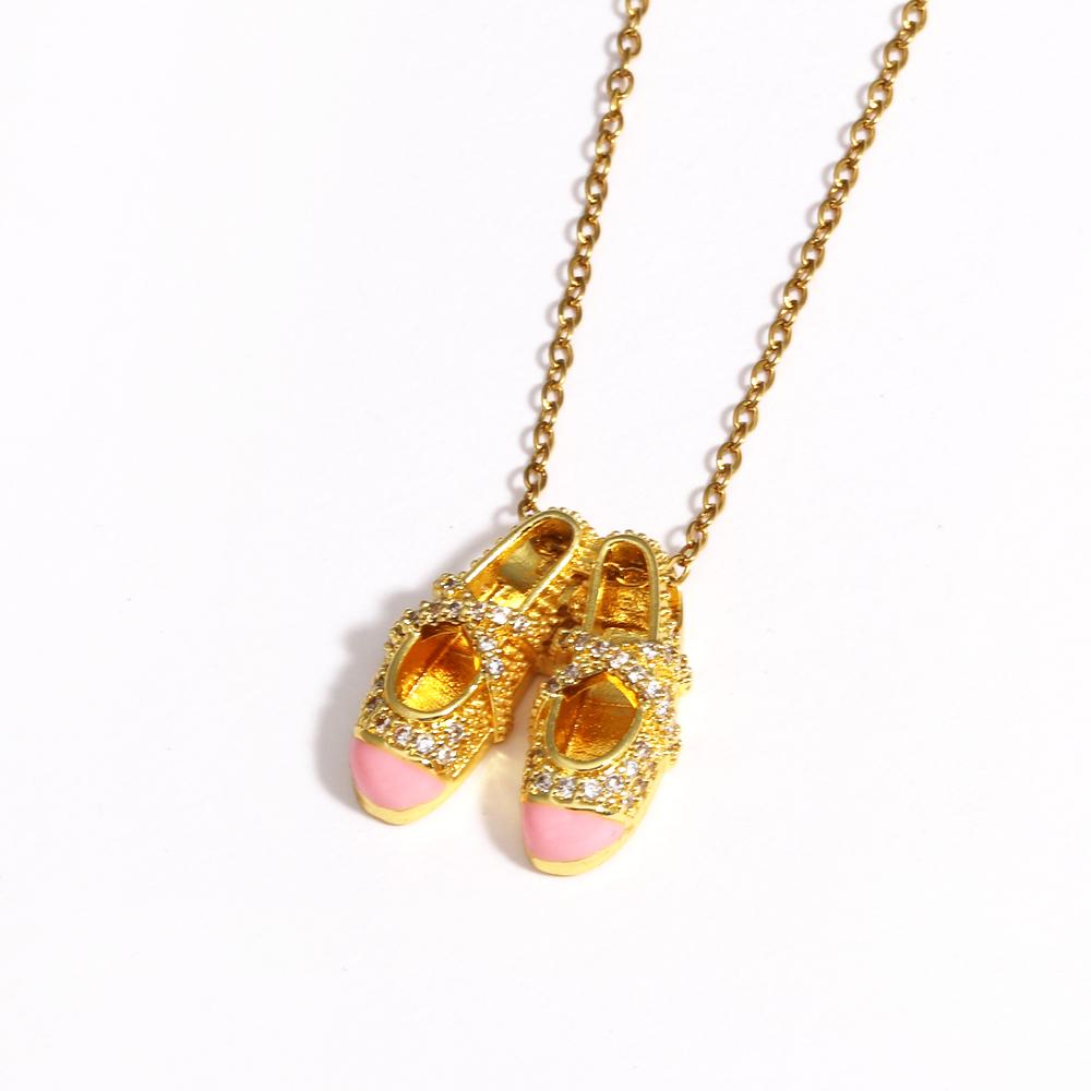 18K Golden-Plated Sweet and Romantic Ballet Shoe Pendant Necklace Exquisite Stainless Steel Chain Jewellery Women s Party Gift
18K Golden-Plated Sweet and Romantic Ballet Shoe Pendant Necklace Exquisite Stainless Steel Chain Jewellery Women s Party Gift