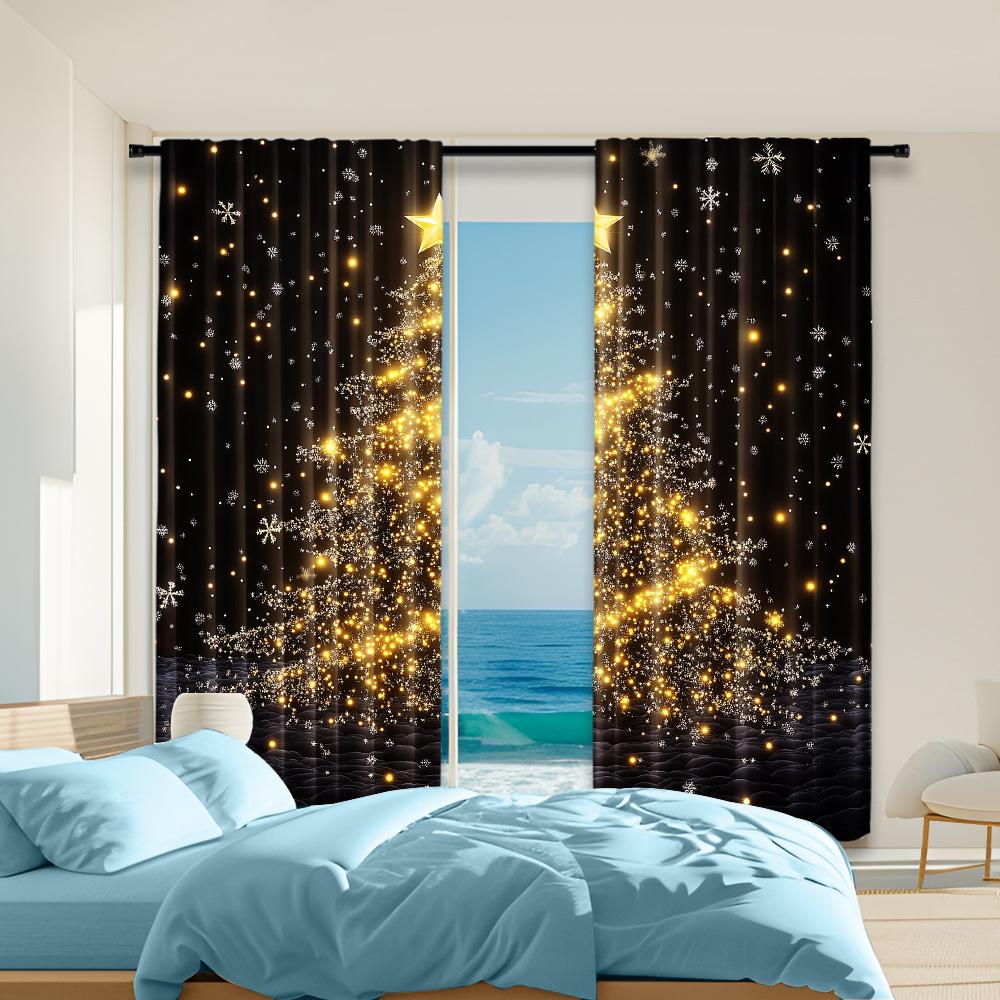 Set Of 2 Golden Christmas Tree Print Curtains Rod Hole Design Easy Hanging Perfect Living Room Bedroom Office Polyester Home Made Great Window W100*H70(CM)-Grommet top&2PCS
Set Of 2 Golden Christmas Tree Print Curtains Rod Hole Design Easy Hanging Perfect Living Room Bedroom Office Polyester Home Made Great Window W100*H70(CM)-Grommet top&2PCS