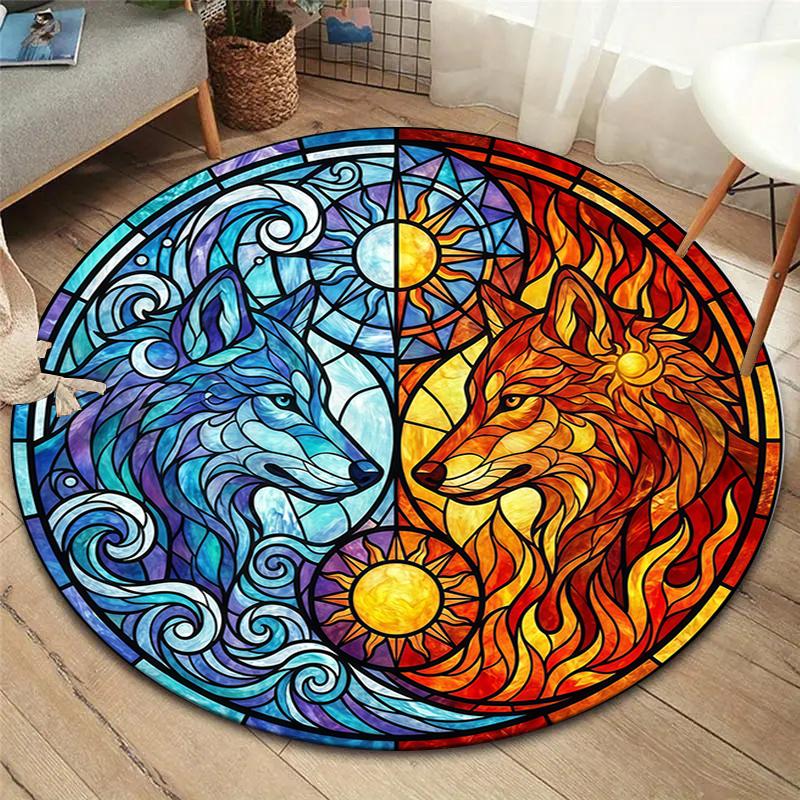 Ice and Fire Dragon Wolf Elephant Bulldog Round Area Rug,Carpet Rug for Living Room Bedroom Sofa Playroom Decor,Non-slip Floor Mat 80cmx80cm
Ice and Fire Dragon Wolf Elephant Bulldog Round Area Rug,Carpet Rug for Living Room Bedroom Sofa Playroom Decor,Non-slip Floor Mat 80cmx80cm