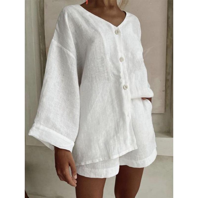 Летний новый женский модный комплект: рубашка и шорты в стиле кэжуал XL белый
Летний новый женский модный комплект: рубашка и шорты в стиле кэжуал XL белый