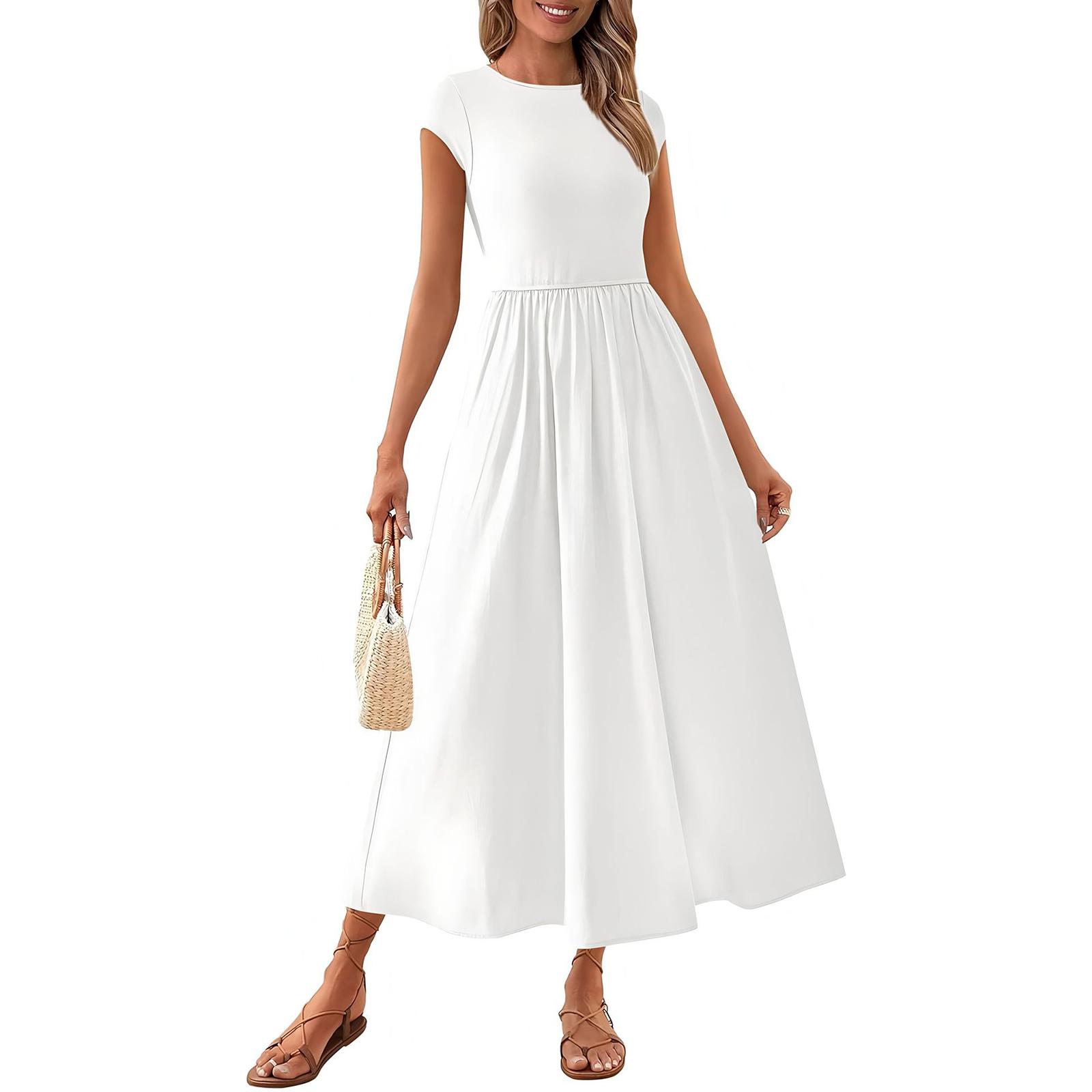 Women s Fashion Color Round Neck Hooded Sleeve Casual Long Beach Vacation A-line Skirt Dress L білий
Women s Fashion Color Round Neck Hooded Sleeve Casual Long Beach Vacation A-line Skirt Dress L білий