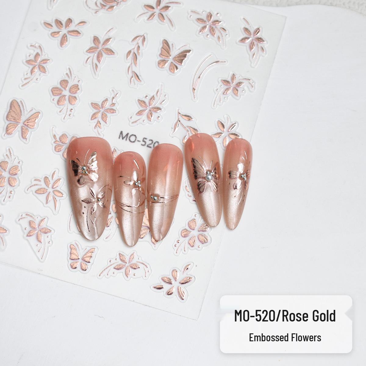 Embossed 3D Floral Nail Art Stickers: Gilded Gold & Silver Textured Flowers
Embossed 3D Floral Nail Art Stickers: Gilded Gold & Silver Textured Flowers