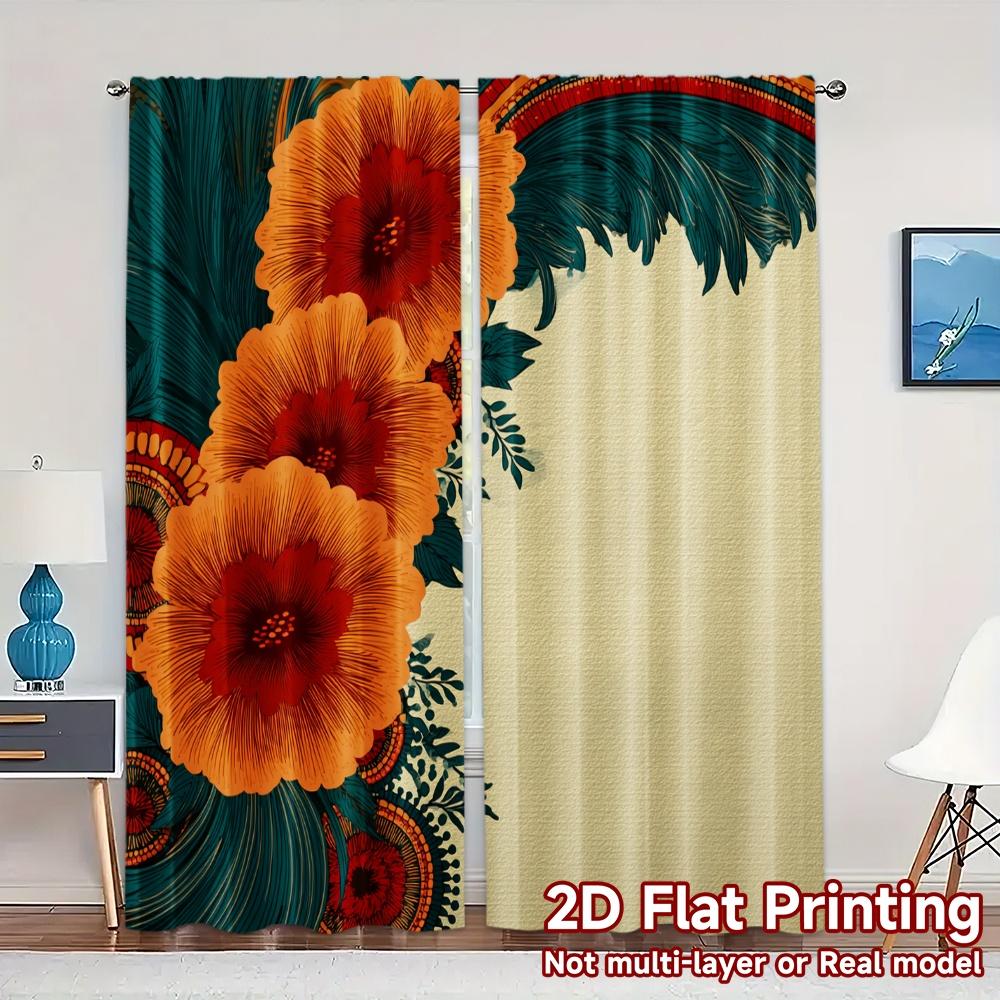 Set Of 2 Flat Printing Curtains Without Rod Floral Elegance Design New Yearfestival Popular Drapes Polyester Curtain W100*H70(CM)-Grommet top&1PCS
Set Of 2 Flat Printing Curtains Without Rod Floral Elegance Design New Yearfestival Popular Drapes Polyester Curtain W100*H70(CM)-Grommet top&1PCS