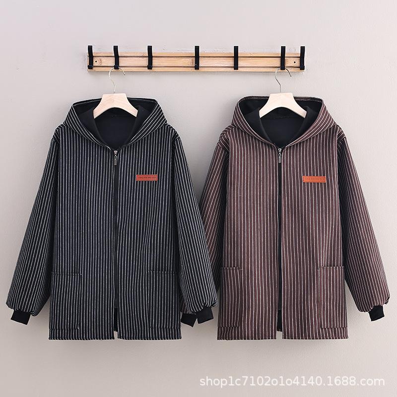 Velvet-Lined Pure Cotton Long Sleeve Coat - Short Style Coverall Apron for Kitchen and Work. Black stripes, small
Velvet-Lined Pure Cotton Long Sleeve Coat - Short Style Coverall Apron for Kitchen and Work. Black stripes, small