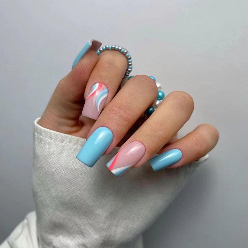 24pcs Detachable Manicure Press on Nails DIY French False Nails Long Square Blue and White Line
24pcs Detachable Manicure Press on Nails DIY French False Nails Long Square Blue and White Line