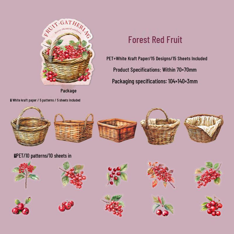Berry Theme Double Material Sticker Pack: Fruit Picking Collection for Journaling and DIY Decoration.
Berry Theme Double Material Sticker Pack: Fruit Picking Collection for Journaling and DIY Decoration.