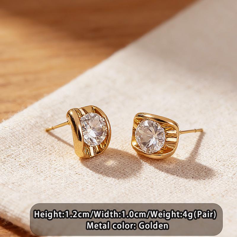 18K Gold Plated Metal Arc Shiny Zirconia Stud Earrings For Women s Simple Popular Accessory Anti-allergy Light Luxury Jewelry
18K Gold Plated Metal Arc Shiny Zirconia Stud Earrings For Women s Simple Popular Accessory Anti-allergy Light Luxury Jewelry
