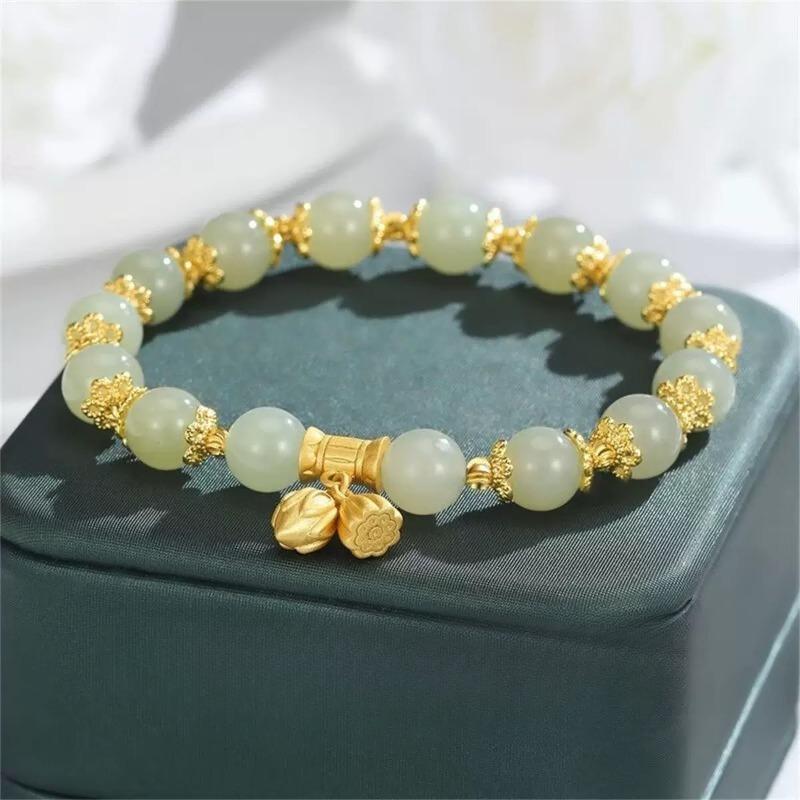 Hetian Jade Bracelet for Women, Natural Green Nephrite Jade Bracelet with Gold Leaf Charm Bracelet, Lucky Handmade Bead Bracelet Ladies Jewelry
Hetian Jade Bracelet for Women, Natural Green Nephrite Jade Bracelet with Gold Leaf Charm Bracelet, Lucky Handmade Bead Bracelet Ladies Jewelry