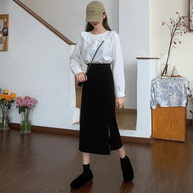 2024 Fall/Winter French Hepburn Style High Waist Black A-line Midi Skirt with Draping Side Slit XL
2024 Fall/Winter French Hepburn Style High Waist Black A-line Midi Skirt with Draping Side Slit XL