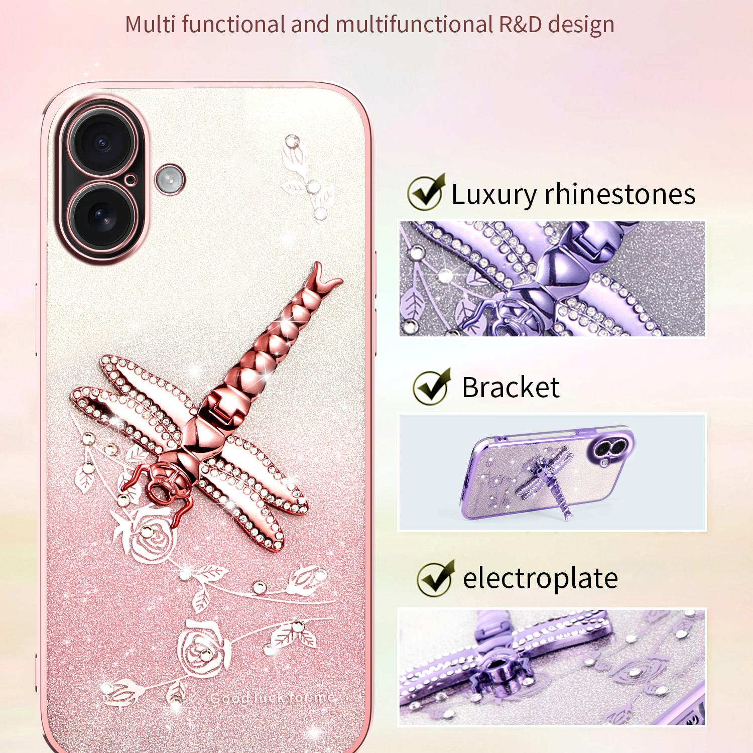 KADEM For iPhone 16 Plus Case Dragonfly Kickstand TPU Flowers Glitter Phone Cover Blue
KADEM For iPhone 16 Plus Case Dragonfly Kickstand TPU Flowers Glitter Phone Cover Blue