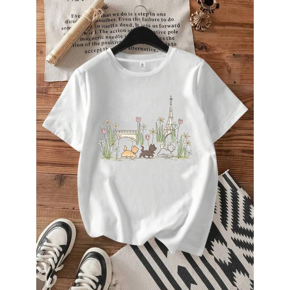 Plus size women s round neck short sleeve T-shirt with elastic half sleeves and trendy prints M
Plus size women s round neck short sleeve T-shirt with elastic half sleeves and trendy prints M