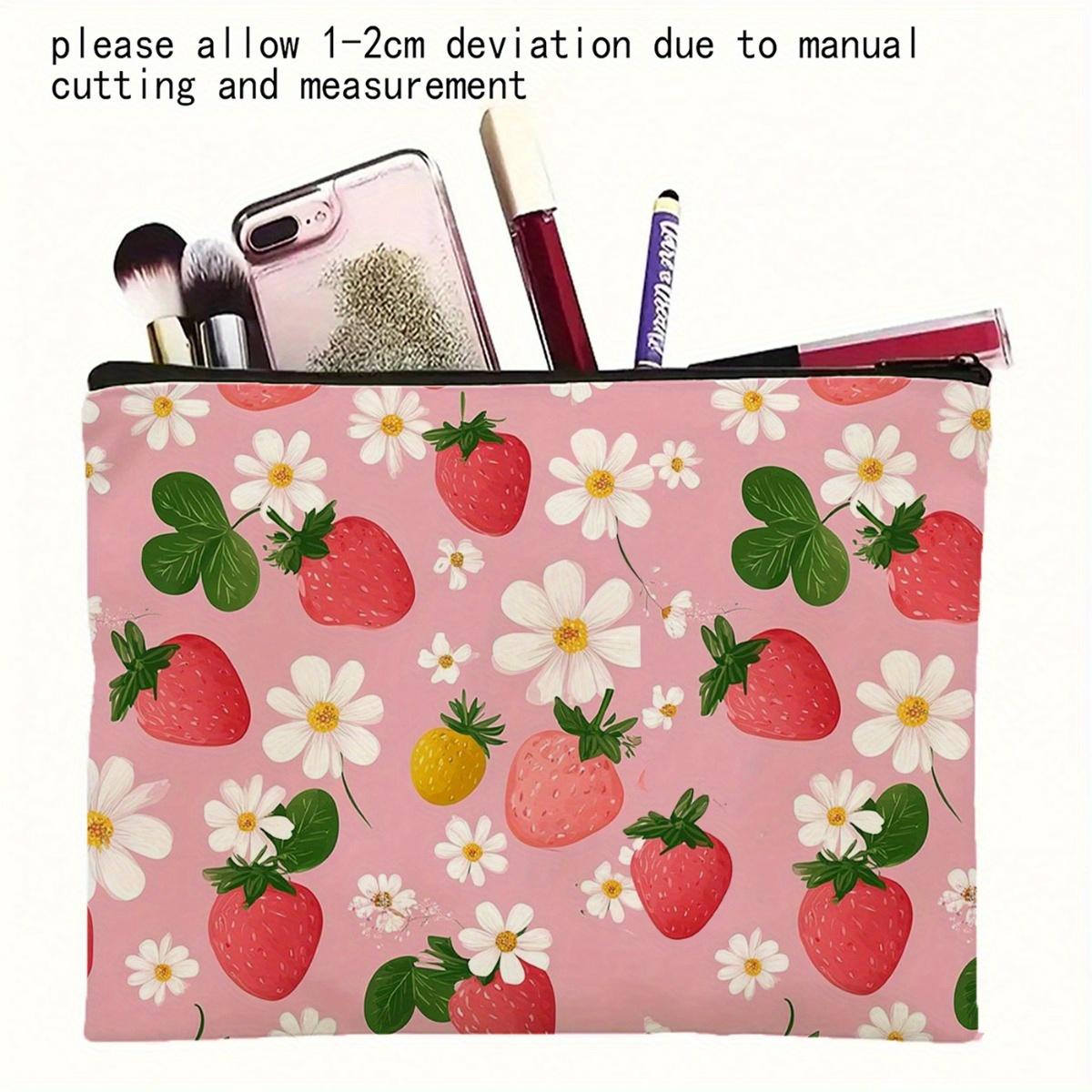 A Strawberry And Daisy Patterned Makeup Bag- Multifunctional Zipper Pouch, Jewelry Storage Bag
A Strawberry And Daisy Patterned Makeup Bag- Multifunctional Zipper Pouch, Jewelry Storage Bag