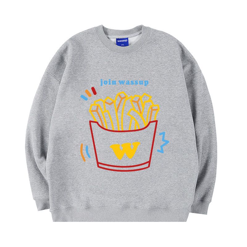 Wassup Cartoon French Fries Heavyweight National Trend Sweatshirt for Men, New Autumn/Winter Fleece-Lined Loose Casual Couple Crewneck Top Gray (Heavyweight Basic) 3XL
Wassup Cartoon French Fries Heavyweight National Trend Sweatshirt for Men, New Autumn/Winter Fleece-Lined Loose Casual Couple Crewneck Top Gray (Heavyweight Basic) 3XL