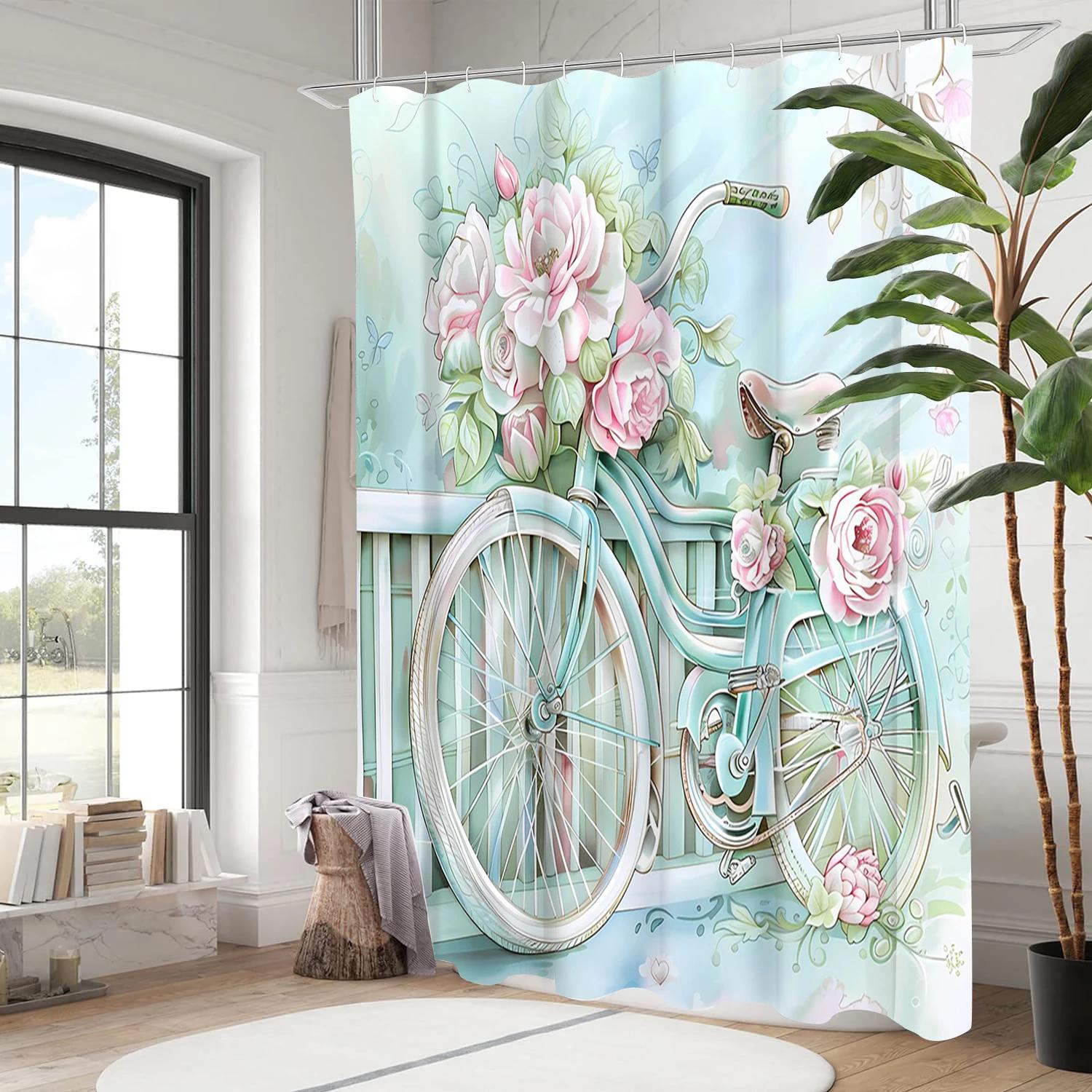 Floral Bicycle Bathing Curtain Bathroom Letters Shower Curtain Waterproof With 12 Hooks Fishes Home Deco W90xH180cm
Floral Bicycle Bathing Curtain Bathroom Letters Shower Curtain Waterproof With 12 Hooks Fishes Home Deco W90xH180cm