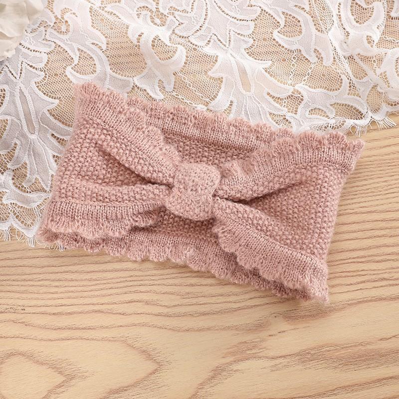 Вязаная шерстяная повязка на голову, защита ушей, головной убор, бант, эластичная кружевная теплая повязка на голову на осень и зиму