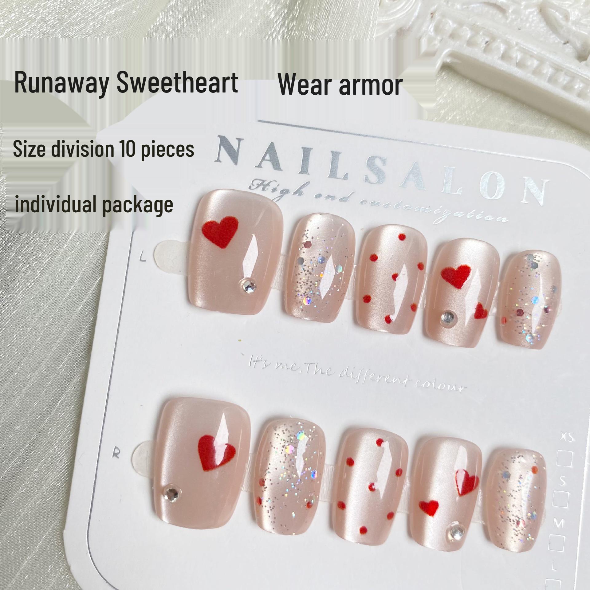 Handmade Gel Press-On Nails - Runaway Sweetheart Glitter Set, 10 Pieces XS Extra Small (includes 5-piece tool set)
Handmade Gel Press-On Nails - Runaway Sweetheart Glitter Set, 10 Pieces XS Extra Small (includes 5-piece tool set)