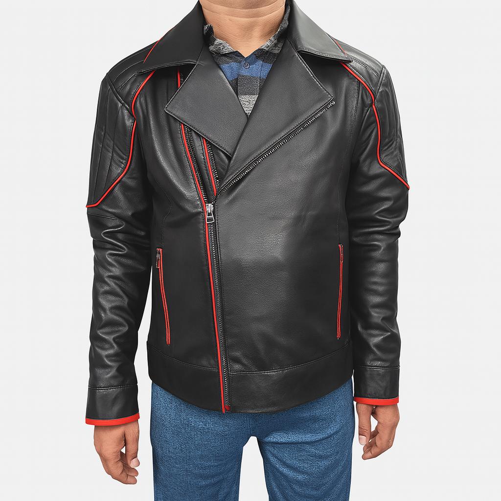 Men s Black Leather Jacket with Red Piping, Sheepskin Biker Fashion Jacket, Casual Wear Outerwear, Ideal Gift for Him S чорний
Men s Black Leather Jacket with Red Piping, Sheepskin Biker Fashion Jacket, Casual Wear Outerwear, Ideal Gift for Him S чорний
