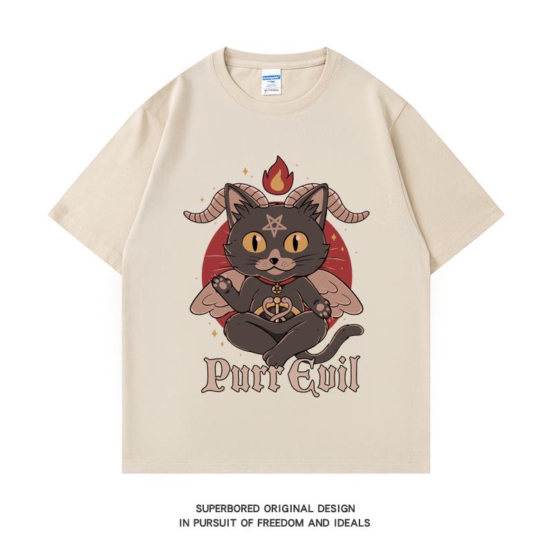 220GSM Тяжелая футболка из 100% хлопка Футболка Purr Evil Print Мужская повседневная футболка с круглым вырезом Базовые мужские топы Футболка
220GSM Тяжелая футболка из 100% хлопка Футболка Purr Evil Print Мужская повседневная футболка с круглым вырезом Базовые мужские топы Футболка