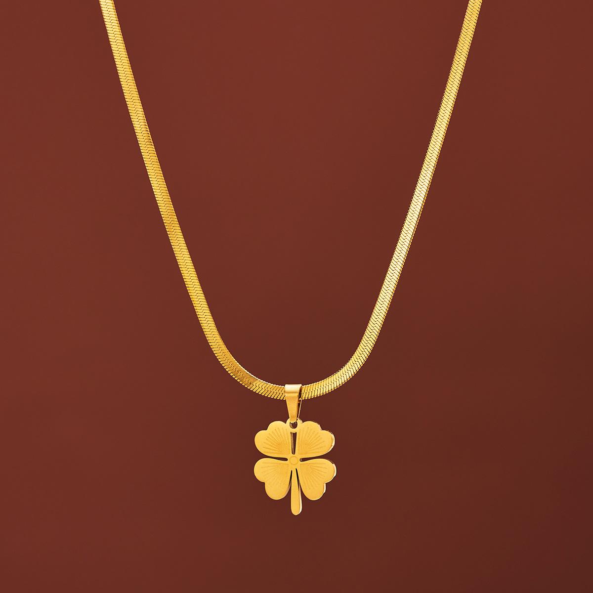 Wenjian Four-Leaf Clover Titanium Steel Necklace for Women - Light Luxury Snake Chain Clavicle Jewelry
Wenjian Four-Leaf Clover Titanium Steel Necklace for Women - Light Luxury Snake Chain Clavicle Jewelry