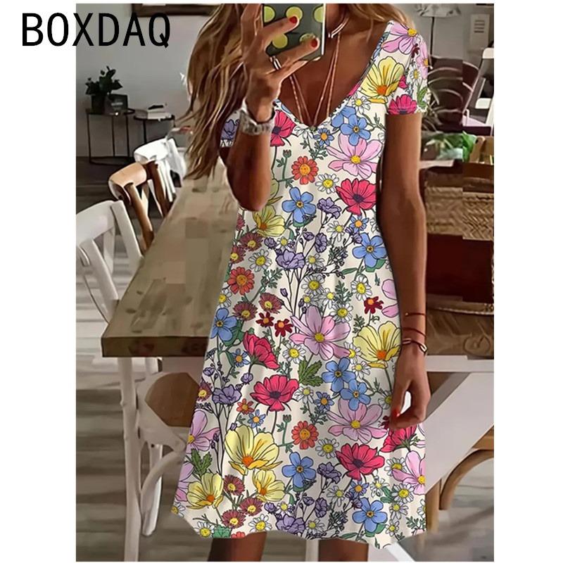 Dress Women Summer Short Sleeve V-Neck Beach Casual S
Dress Women Summer Short Sleeve V-Neck Beach Casual S