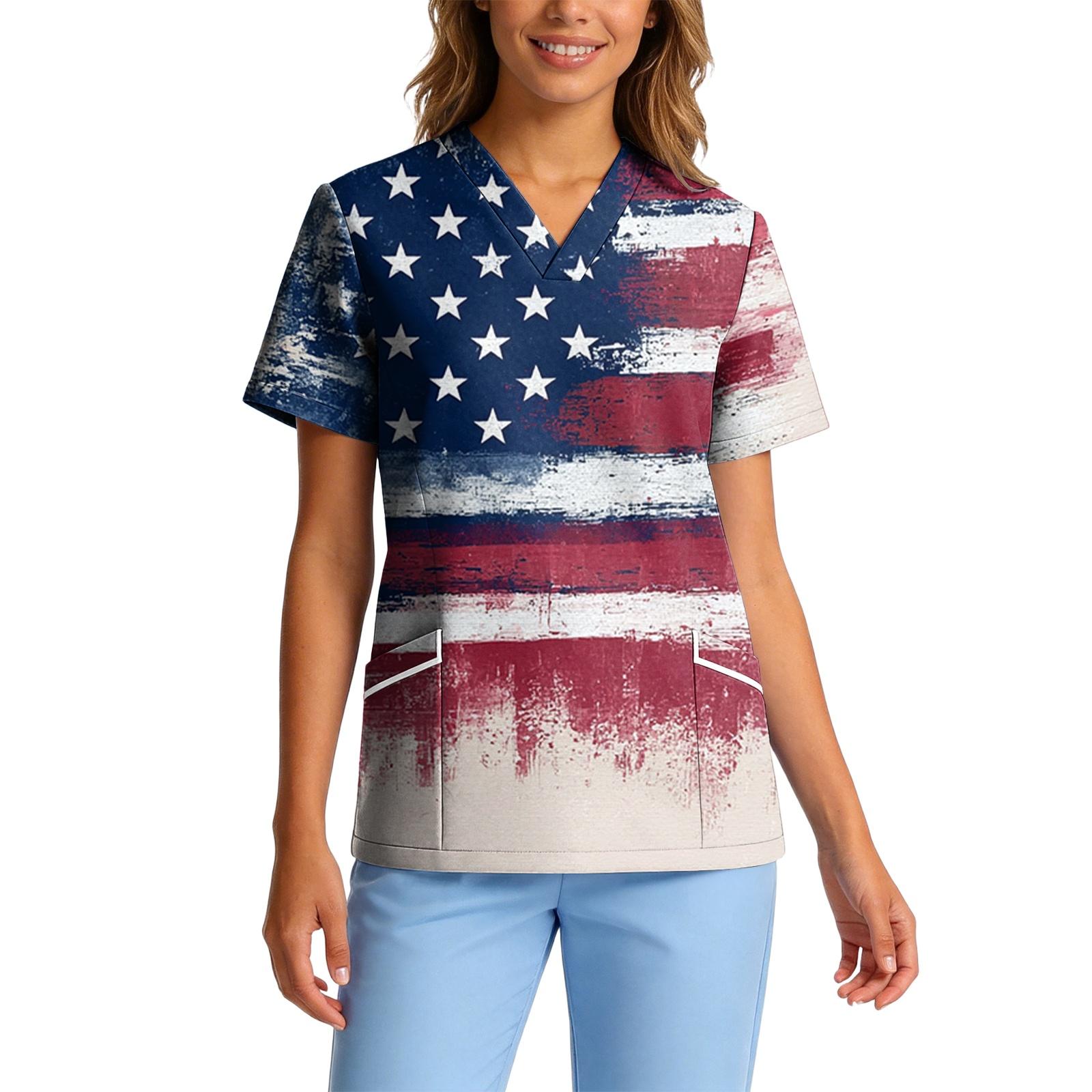 Women s Stretch Quick Dry V Neck Pocket Short Sleeve Medical Scrub Top Independence Day Print Nurse Workwear Uniform Shirt XL
Women s Stretch Quick Dry V Neck Pocket Short Sleeve Medical Scrub Top Independence Day Print Nurse Workwear Uniform Shirt XL