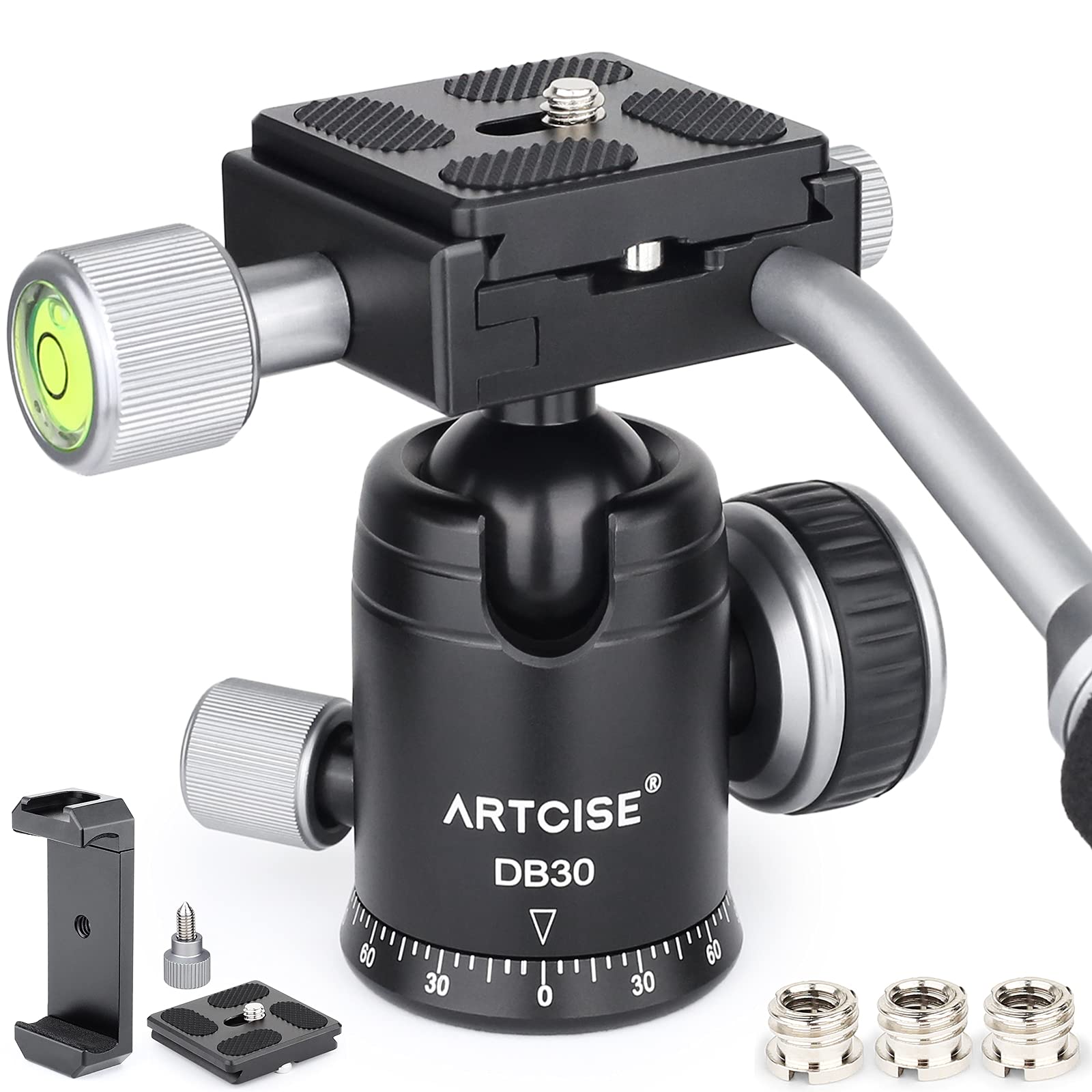 Ball Head with Quick Aluminum 360 Degree Free Bubble Panoramic Video Compatible with Shoe, Lightweight, Alloy, Rotatable, Head, Handle, Level,
Ball Head with Quick Aluminum 360 Degree Free Bubble Panoramic Video Compatible with Shoe, Lightweight, Alloy, Rotatable, Head, Handle, Level,