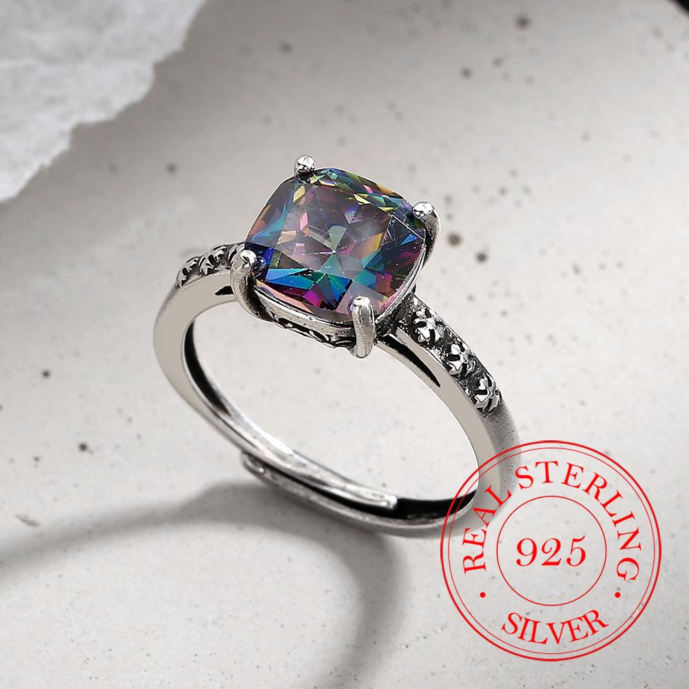 Vintage 925 Sterling Silver Square Colorful Zircon Rings for Women Man Fashion Wedding Engagement Party Gift Charm Jewelry Open One Size
Vintage 925 Sterling Silver Square Colorful Zircon Rings for Women Man Fashion Wedding Engagement Party Gift Charm Jewelry Open One Size