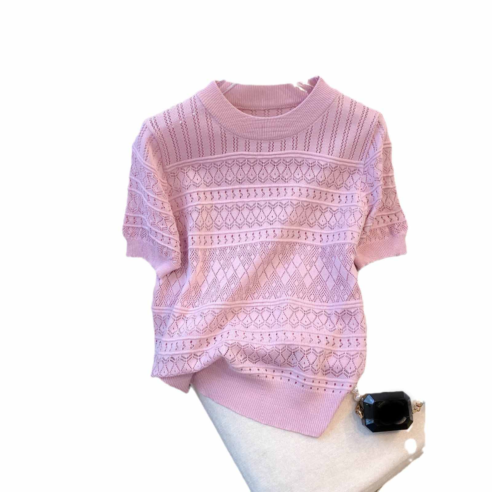 Женский весенне-летний тонкий свитер-пуловер с круглым вырезом и ажурной вязкой, универсальный вязаный топ с коротким рукавом L
Женский весенне-летний тонкий свитер-пуловер с круглым вырезом и ажурной вязкой, универсальный вязаный топ с коротким рукавом L