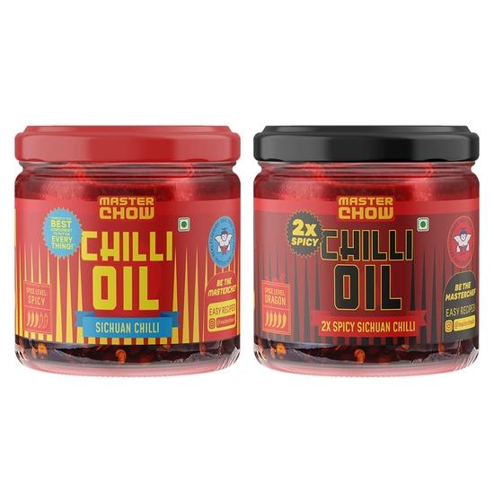 MasterChow Combo Of Mild Chilli Oil Sauce&Double Trouble 2X Spicy Sichuan Chilly Oil Sauce(New Launch)& Red Chilies (340 Ml) 800GM
MasterChow Combo Of Mild Chilli Oil Sauce&Double Trouble 2X Spicy Sichuan Chilly Oil Sauce(New Launch)& Red Chilies (340 Ml) 800GM