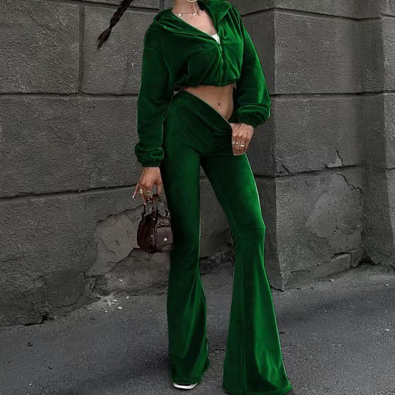 Western Style New Hood Short coat Trumpet pants Two-Piece Hooded Zipper Top Pants Set Green XL
Western Style New Hood Short coat Trumpet pants Two-Piece Hooded Zipper Top Pants Set Green XL