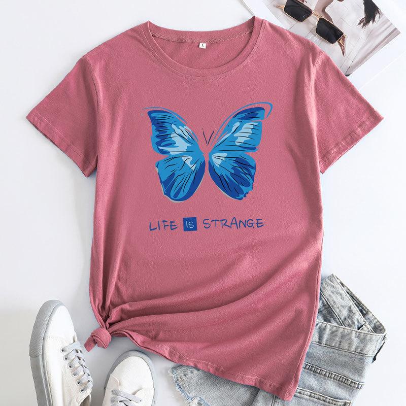 Летний топ с круглым вырезом и принтом в виде бабочек, модные повседневные женские футболки из чистого хлопка с короткими рукавами 3XL розы красного
Летний топ с круглым вырезом и принтом в виде бабочек, модные повседневные женские футболки из чистого хлопка с короткими рукавами 3XL розы красного