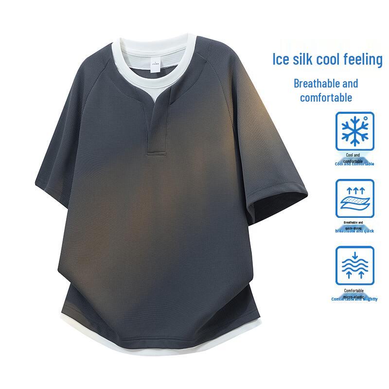 VUUG Men s Ice Silk Quick-Dry Henley Faux Two-Piece Short Sleeve T-Shirt L
VUUG Men s Ice Silk Quick-Dry Henley Faux Two-Piece Short Sleeve T-Shirt L