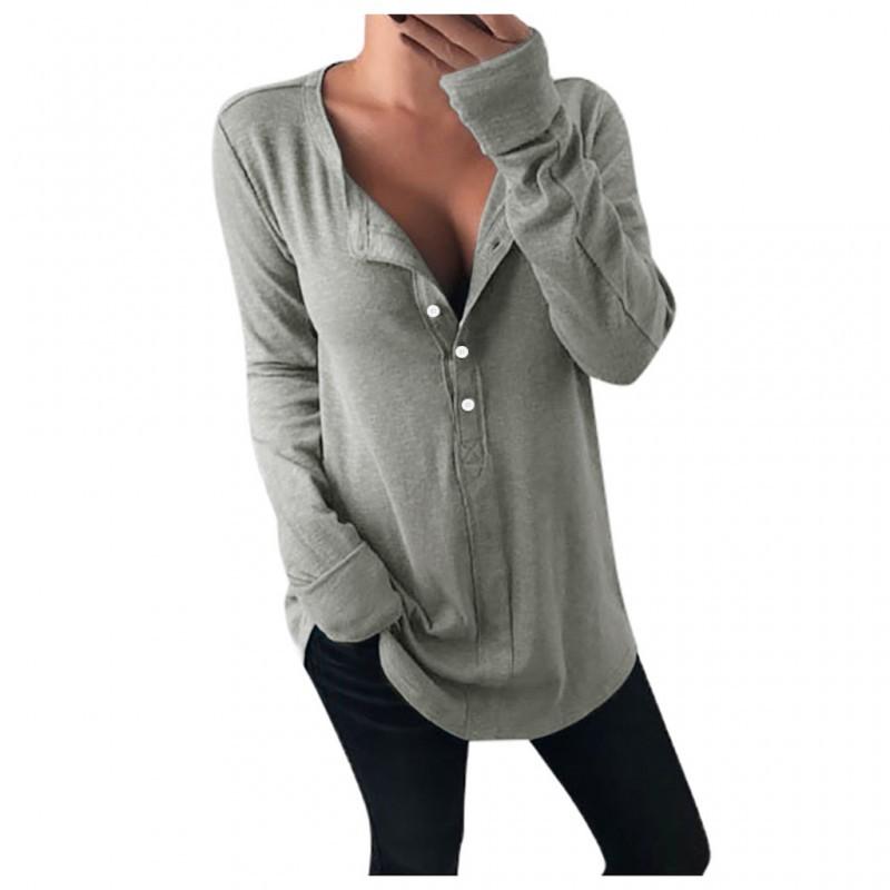 European American Fashionable Long-sleeved T-shirt V-neck Solid Color Button Top XXL серый
European American Fashionable Long-sleeved T-shirt V-neck Solid Color Button Top XXL серый