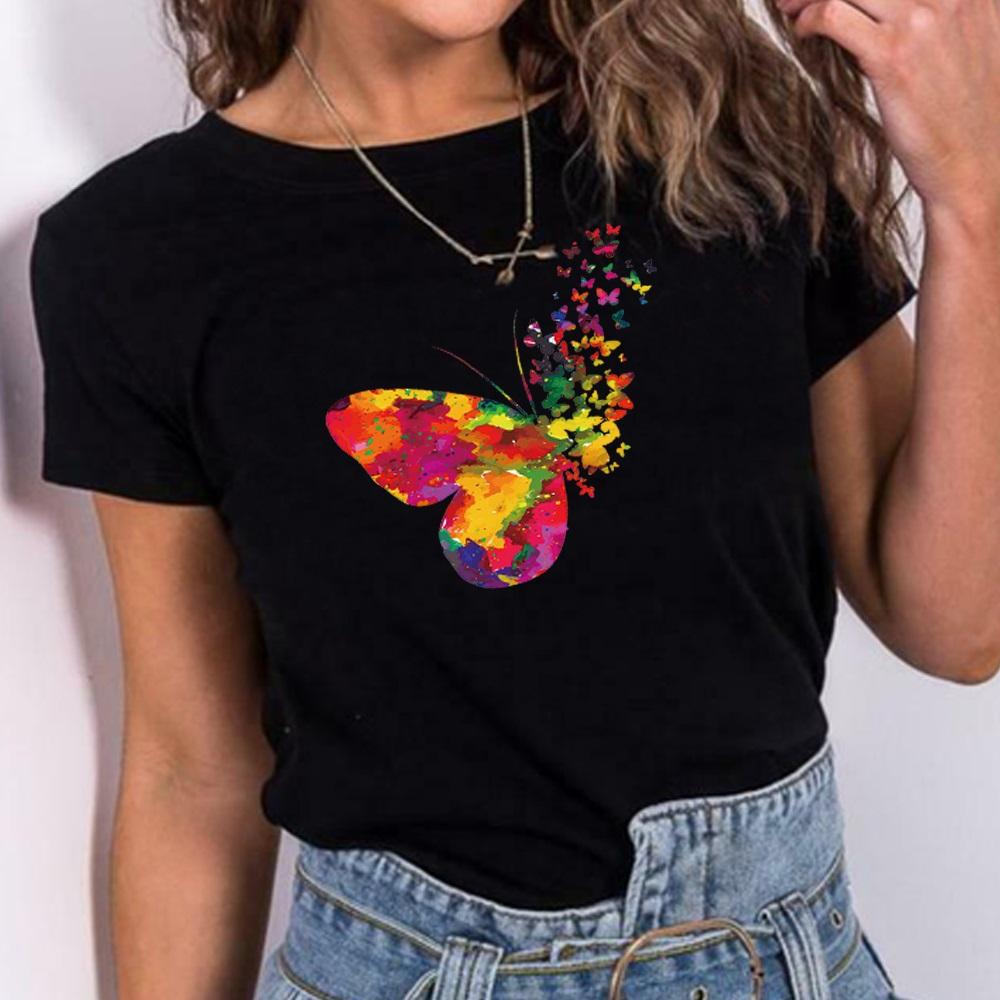 T-shirt Women s Cartoon Pattern Short Sleeve Summer Black O-neck Butterfly Print Women s T-shirt Casual Top Tee XS
T-shirt Women s Cartoon Pattern Short Sleeve Summer Black O-neck Butterfly Print Women s T-shirt Casual Top Tee XS