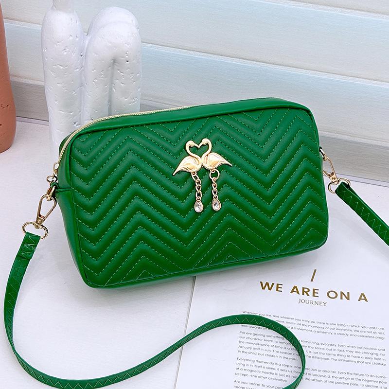 Персонализированная вышитая маленькая квадратная сумка, кулон «Маленький лебедь», сумка-мессенджер, женская сумка, сумка для мобильного телефона. зелёный