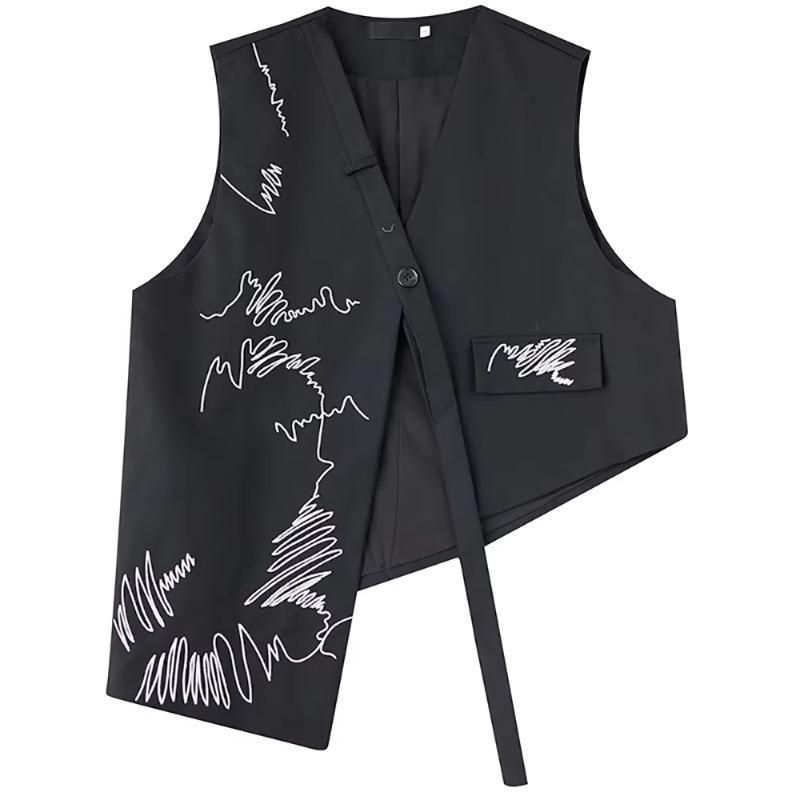 XITAO Необычный жилет без рукавов с вышивкой на одной пуговице GMM1158 One Size чёрный
XITAO Необычный жилет без рукавов с вышивкой на одной пуговице GMM1158 One Size чёрный