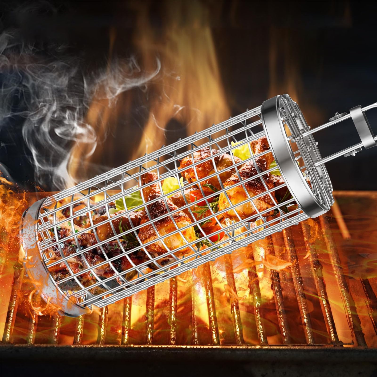 Stainless Steel Grill Basket with Wood Handle Scald Proof BBQ Rolling Grilling Basket (BPA Free,No FDA) Type A
Stainless Steel Grill Basket with Wood Handle Scald Proof BBQ Rolling Grilling Basket (BPA Free,No FDA) Type A