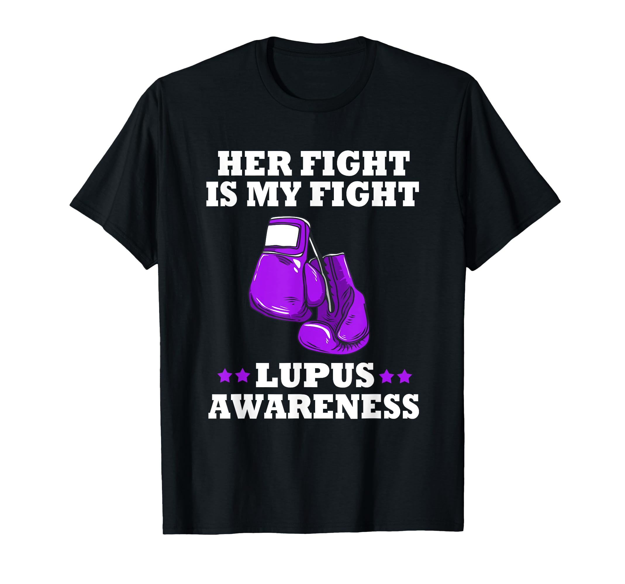 Футболка с надписью «Her Fight Is My Fight» «Волчанка» в фиолетовых боксерских перчатках
Футболка с надписью «Her Fight Is My Fight» «Волчанка» в фиолетовых боксерских перчатках