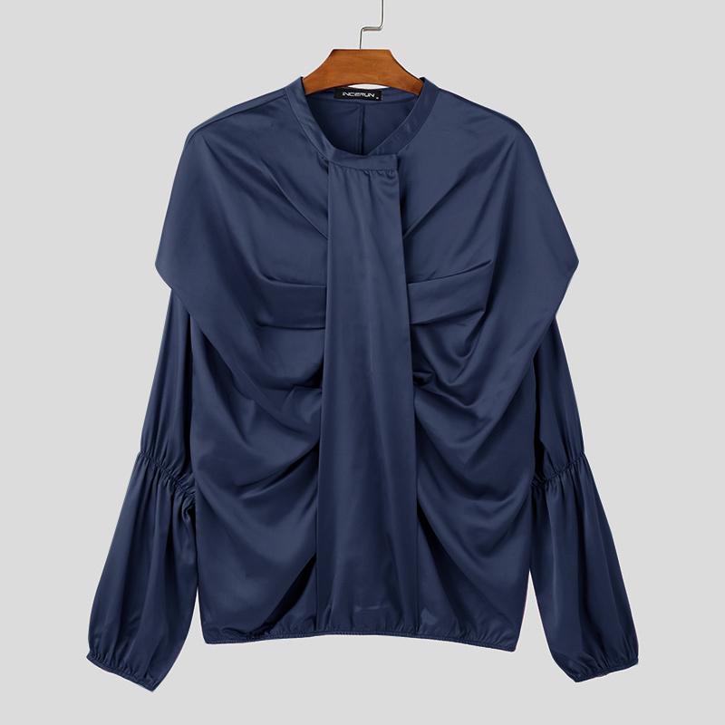 INCERUN Мужские рубашки с круглым вырезом, длинным рукавом, однотонные, с оборками, для вечеринок, из сатина S синий
INCERUN Мужские рубашки с круглым вырезом, длинным рукавом, однотонные, с оборками, для вечеринок, из сатина S синий