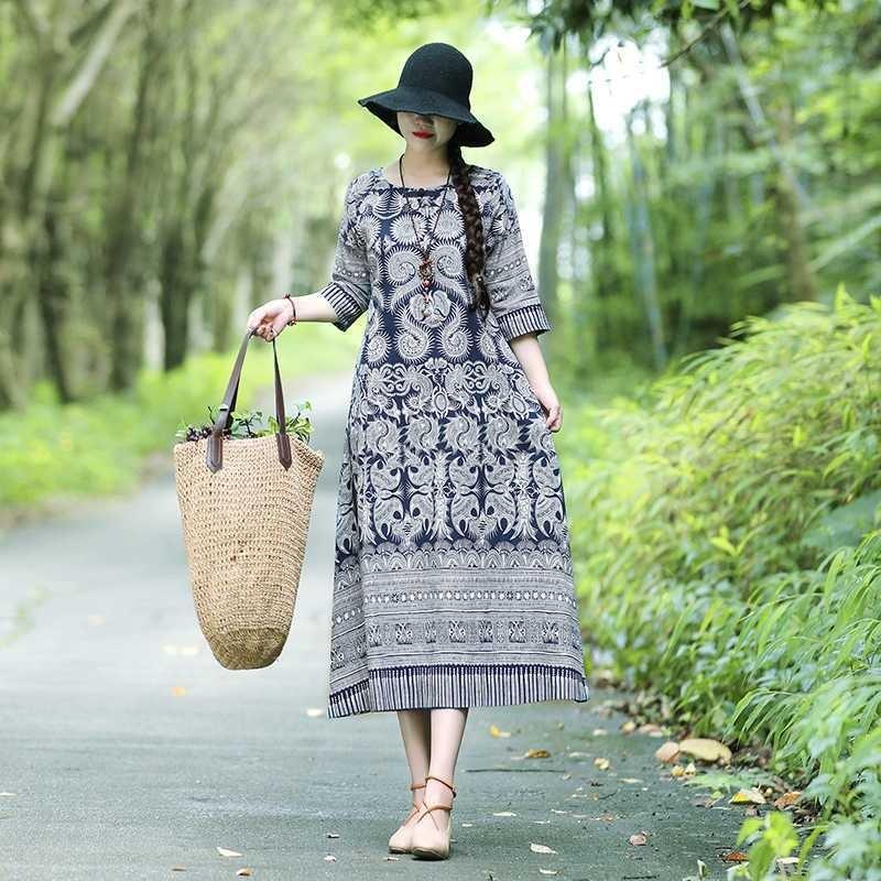 New Retro Ethnic Style Women s Loose Large Size Printing Skirt Medium Sleeve Cotton and Linen Dress 2XL
New Retro Ethnic Style Women s Loose Large Size Printing Skirt Medium Sleeve Cotton and Linen Dress 2XL