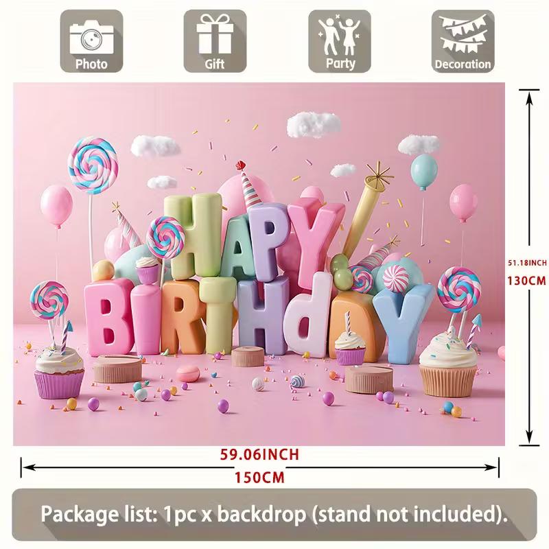 2D Flat Pink Candyland Birthday Backdrop with Lollipops for Aesthetic Kids Party 47.2x31.5inch/120*80cm
2D Flat Pink Candyland Birthday Backdrop with Lollipops for Aesthetic Kids Party 47.2x31.5inch/120*80cm