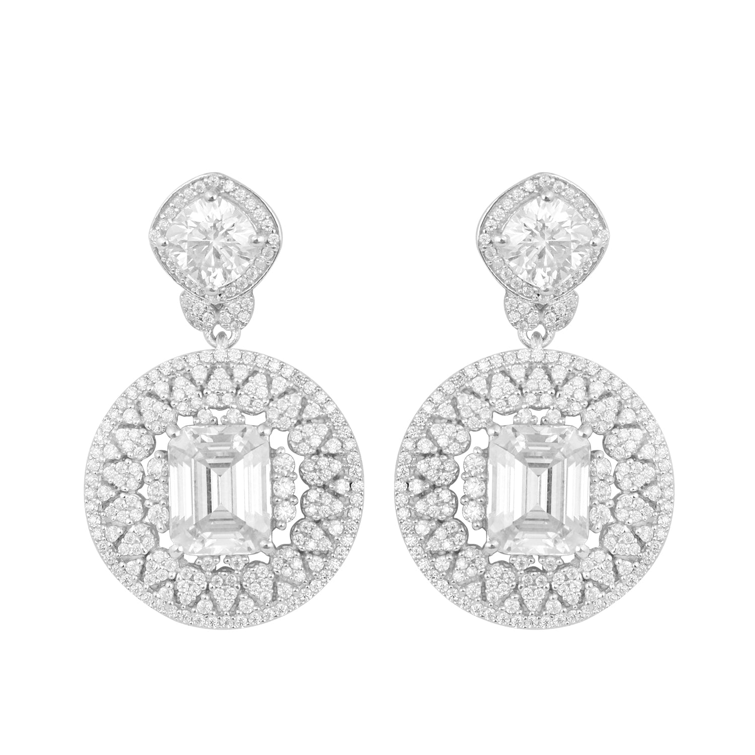 Moissanite Halo Circle Drops Earring - 925 Sterling Silver білий
Moissanite Halo Circle Drops Earring - 925 Sterling Silver білий